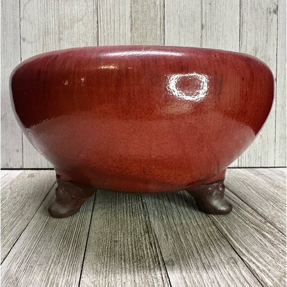 Vtg Oriental Accent Chinese Oxblood Bowl Footed Sang De Boeuf Glazed 8.5" DIA - Picture 1 of 13